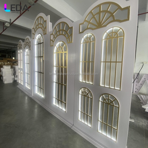 LEDA dorado acrílico elegante boda telón de fondo marco lujo blanco PVC estructura soportes boda telón de fondo - Product Image 3