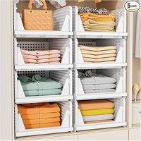 Organiseurs de tiroirs pliables avec logo personnalisé, étagères empilables, paniers de rangement en plastique, boîtes, bacs pour armoire, placard, salle de bain, bureau