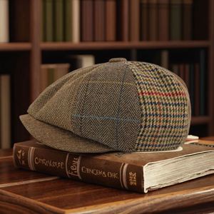 Gorra Newsboy a Rayas para Hombre y Mujer, Estilo Retro Otoño Invierno, Boina a Cuadros - Product Image 1