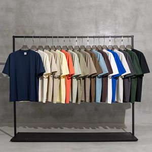 T-shirt décontracté en coton lourd 305 GSM, tricoté, tons terreux, coupe oversize, manches courtes, unisexe, streetwear - Product Image 1