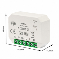 Variateur d'intensité WiFi intelligent compact, compatible Tuya Smart et Google Home, contrôle par la phase descendante pour éclairage LED de 1 à 100W