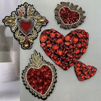 En gros À La Main Perlé Coeur Cristal Appliques pour Vêtements Strass Fait Patchs