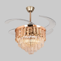 Ventilateur de plafond invisible à LED avec lumière, 42 pouces, 6 vitesses, 4 pales, moteur DC, télécommande, design européen, pour chambre à coucher