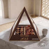 Wiederverwendbare Hochwertige Luxus-Eid-Geschenkbox Pyramidenform Verpackung Maßgefertigte Ramadan-Dekoration Dubai Schokoladen-Datteln Geschenkbox mit Fenster