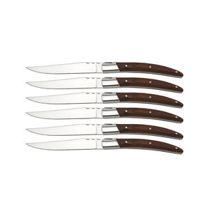Couteaux à steak <span class=keywords><strong>Laguiole</strong></span> en acier inoxydable résistant à la rouille, design français, manche en <span class=keywords><strong>bois</strong></span> <span class=keywords><strong>de</strong></span> rose, 6 pièces - Product Image 2