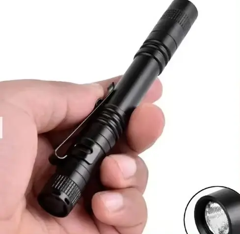 Xách tay mini kích thước hợp kim nhôm torchlight AAA pin khô Slim LED Đèn pin bút Clip EDC đèn flash cho bác sĩ