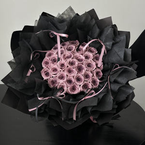 Bouquet de fleurs éternelles avec nœud papillon de style coréen Bouquet de forme ronde immortelle un cadeau de la Saint-Valentin préservé de qualité supérieure HDJ02 - Product Image 5