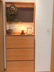 Meuble à chaussures autoportant moderne en <span class=keywords><strong>bois</strong></span> massif brun clair avec 3 tiroirs basculants, organisateur de chaussures gain de place pour salon - Product Image 3