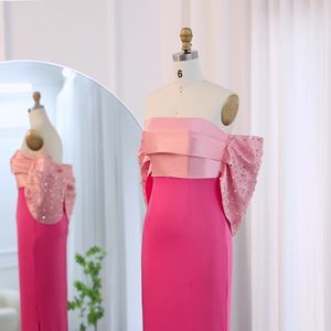 Élégant hors épaule corail rose dubaï robes de soirée 2024 arabie saoudite femmes mariage formelle robe de soirée luxe Sf022-1 - Product Image 5