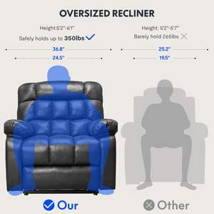 Moderner Motor Power Lift Liegestuhl Schwarzes Kunstleder-Liege sofa für ältere Menschen Lay Flat Recliner - Product Image 4