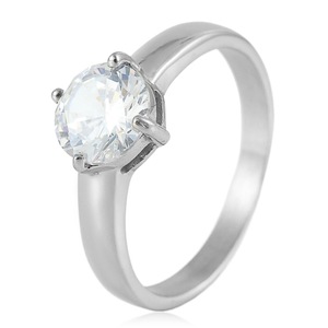 yunnique Silver Diamond <b>Ring</b> Claw Setting Unisex Wedding Engagement <b>Ring</b> <b>Titanium</b> Steel Jewelry Geometric Design FY21057 - Product Image 1