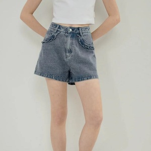 New Fashion Custom Logo Vintage Denim Shorts Casual Washed High Quality Denim Mini <b>Jeans</b> Women - Product Image 4