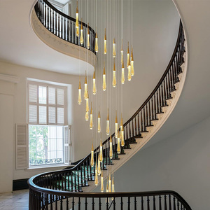 Lampadario a Gocce Lineare Personalizzato Lampada da <span class=keywords><strong>Soffitto</strong></span> Moderna <span class=keywords><strong>per</strong></span> Villa Luce Pendente LED in Cristallo K9 <span class=keywords><strong>per</strong></span> Decorazione di Scale e Matrimoni di Lusso - Product Image 3