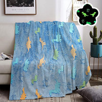 Cadeau d'anniversaire chaud, couverture de canapé en flanelle douce et confortable, qui brille dans le noir, en forme de dinosaure, pour enfants