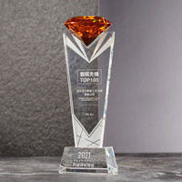 Trophée en cristal personnalisé avec design diamant 25*8cm, gravure laser durable de haute qualité pour cadeaux de bienvenue, médailles, plaques, boîte cadeau