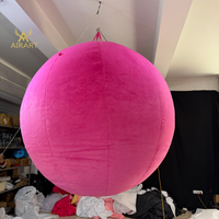 Décoration gonflable suspendue en forme de boule en peluche pour soirées en boîte de nuit, mariages et événements, boule gonflable rose rêveuse pour affichage en centre commercial