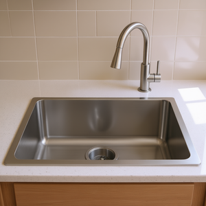 Évier de cuisine en acier inoxydable style ferme 24x21x10 à face frontale, cuve unique, surface brossée, facile à nettoyer - Product Image 2