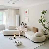 Canapé d'angle moderne incurvé en tissu, style minimaliste français, pour salon, villa, appartement, taille personnalisée