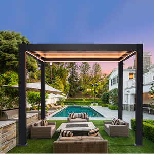 Pérgola Bioclimática <span class=keywords><strong>de</strong></span> <span class=keywords><strong>Aluminio</strong></span> Motorizada con Techo <span class=keywords><strong>de</strong></span> Lamas Impermeable para Jardín y Balcón - Precio - Product Image 3