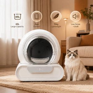 Bac à litière pour chat à nettoyage <span class=keywords><strong>automatique</strong></span>, grande capacité 65L, contrôle intelligent par application, faible bruit, toilette pour animaux de compagnie désodorisante, léger, 10 kg - Product Image 3