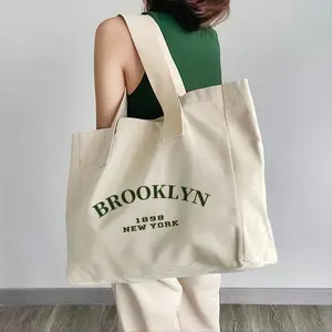 Lớn Trống Tote Bag Với Dây Kéo Bông Túi Tote Cho Phụ Nữ Canvas Tote Bag Với Tùy Chỉnh In Logo