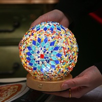 Kit de lampe mosaïque turque Boyid DIY - Verre et base en bois, contrôle tactile, LED blanc chaud à intensité variable pour salon, artisanat parent-enfant