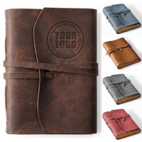 Cuaderno de Cuero Genuino Marrón para Escribir, 260 Páginas, Cuaderno Vintage con Logotipo Personalizado para Hombre