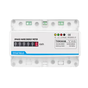 taxnele Din Rail 380V three Phase Electronic Watt Power Consumption Energy Meter Wattmeter kWh 100A AC 50Hz 60Hz Analog Counter