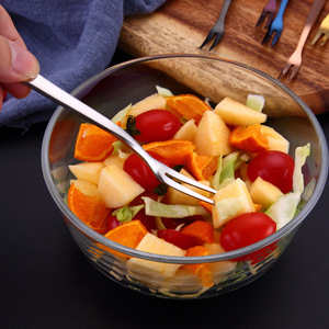 Fourchette à fruits en acier inoxydable 304, fourchette à gâteau, fourchette à dessert, fourchette à salade, fourchette à fruits à pointe, couverts, fourchette à gâteau de lune, fournitures hôtelières - Product Image 4
