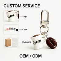 Porte-clés miniature en forme de tasse à café, breloque en résine, pendentif grain de café simulé, accessoires pour sac à main et porte-clés