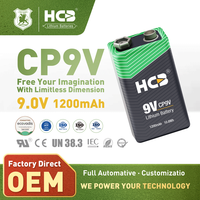 Pile souple primaire HCB CP9V Li MnO2 9V 1200mAh non rechargeable, sans passivation, personnalisable OEM UL CE UN