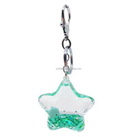 Porte-clés en acrylique délicat avec pentagramme et paillettes flottantes, accessoire en résine personnalisable, avec liquide à tonalité réglable, cadeau pour événement festif