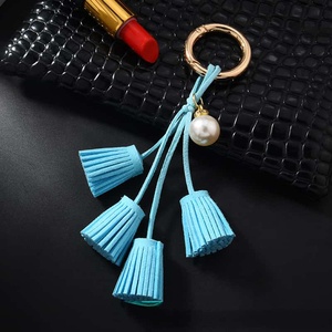 Korean Suede Cute Tassel <b>Key</b> Chain for Girls Leather Tassel Pearl Pendant <b>Car</b> Charm Ladies Keychains <b>Key</b> <b>Rings</b> Bag Pendant - Product Image 4