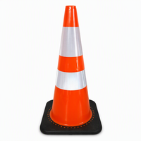 Cône de signalisation routière en PVC orange flexible, haute visibilité, avec base en caoutchouc noir robuste de 3,2 kg, 28 pouces (70 cm) de haut