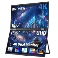 Ultraflacher Dualer Tragbarer Monitor 15,6 Zoll 4K UHD Faltbarer Stapelbildschirm 180° Verstellbarer Ständer Erweiterung für Laptop PC