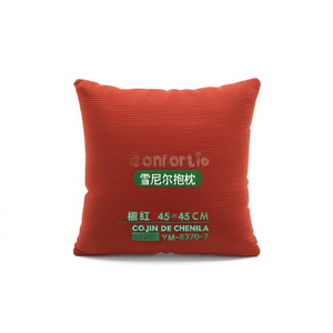 Cuscino in ciniglia arancione rosso 45 * 45 cm, elegante cuscino da seduta e decorativo - Product Image 1