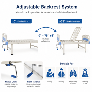 Entrega Rápida, Promoción de Primavera 2023, Cama Hospitalaria Manual Semi Fowler <span class=keywords><strong>LEHO</strong></span> LH-1 con Cabecera de ABS y 1 Manivela, 2 Años de Garantía - Product Image 3