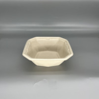 Bol en pulpe de bagasse de canne à sucre biodégradable, octogonal, à rebord cranté, avec revêtement, compatible micro-ondes et congélateur, pour repas préparés