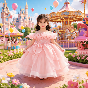 Abito da Cerimonia per Bambina con <span class=keywords><strong>Paillettes</strong></span> e Tulle, <span class=keywords><strong>Vestito</strong></span> da Battesimo, Abito da Damigella per Matrimonio, <span class=keywords><strong>Vestito</strong></span> da Principessa - Product Image 5