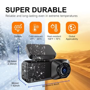 Nuevo Modelo de Cámara para Vehículo A215 - Importada Exclusivamente por Amazon, Pantalla Táctil, Visión Nocturna, Doble Lente, 4K, WiFi, Funcionalidad GPS - Product Image 2