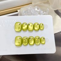 NEW Arrival Cat Eye Press on Nails 10 pcs/set French Butterfly Flower Acrylic Faux Artificial Press on Nails