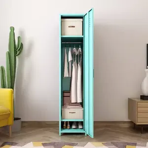 Armoire de rangement en acier, meuble de bureau, chambre à coucher, porte unique, pieds hauts, salle de sport, vêtements, armoire de rangement, armoire en métal, offre spéciale