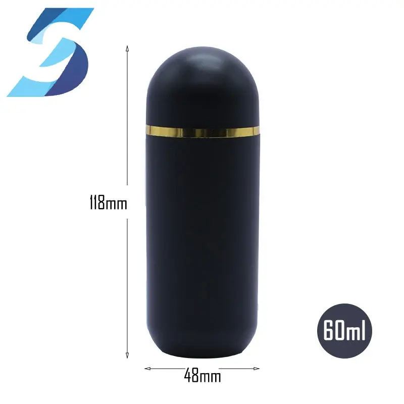 Hot Sale 5ml 10ml 15ml 30ml 60ml Multi-size Black Bullet Shaped Plastic Container For Pills Capsules Container With Screw Cap