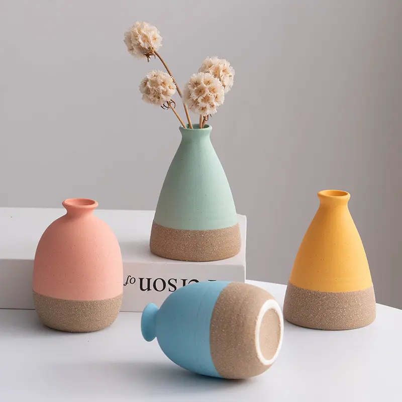 Vas bunga kecil keramik dekorasi Nordik, vas kecil keramik untuk vas bunga dekorasi rumah Modern