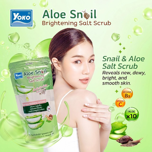Y690 Yoko Aloe Snail Brightening Salt <b>Scrub</b> 350g. Skin Bright & Moisturized Soothing Aloe Vera And Brightening Snail from Korea - Product Image 2