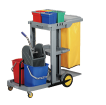 Chariot commercial de nettoyage de concierge en plastique polyvalent avec essoreuse et serpillière pour hôtel et restaurant - Product Image 2