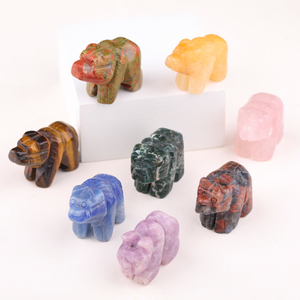 Mini <span class=keywords><strong>Figurine</strong></span> de sculpture d'ours en cristal, Quartz de guérison, œil de tigre sculpté, animaux, cadeaux de décoration - Product Image 1