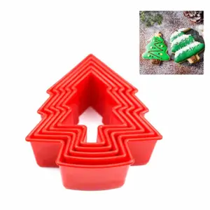 Practical PP Material 5pcs Steel Cookie Cutter Christmas Tree Shaped Top Cookie Cutter
