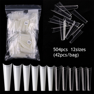Misscheering 500 pièces Sac XXL Faux ongles en forme de cercueil Stiletto Courbés Transparent Français ABS Demi-couverture Doigts Salon ARC Pointes d'ongles - Product Image 1