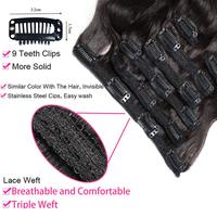 Extensions de Cheveux Humains Remy Naturels Noirs Bouclés Ondulés 100% Bruts à Clip Sans Couture Indiennes en Gros